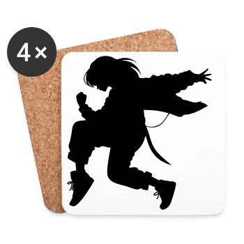 Breakdance B-Girl Silhouette in Action - Coasters (set of 4) - white - Front