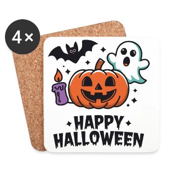 Pumpkin Ghost Bat Halloween - Coasters (set of 4) - white - Front