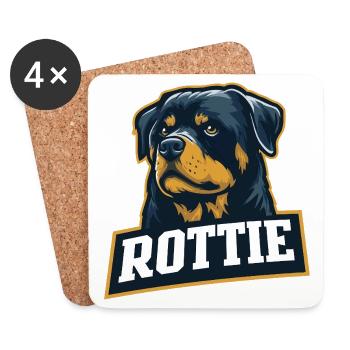 Rottie - Portrait d’un rottweiler fort - Dessous de verre (lot de 4) - blanc - Devant