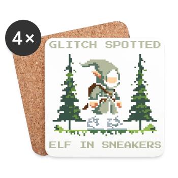 Bug découvert : Elfe avec des baskets | Glitch de GN - Dessous de verre (lot de 4) - blanc - Devant