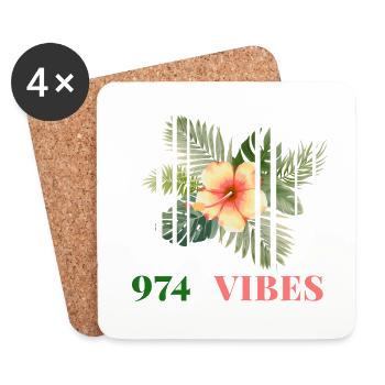 Hibiscus Tropical 974 Vibes - Coasters (set of 4) - white - Front