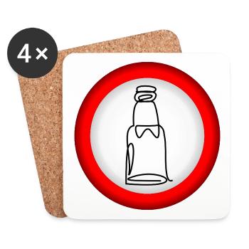 VERBOT BIERFLASCHE - Untersetzer (4er-Set) - Weiß - Vorne