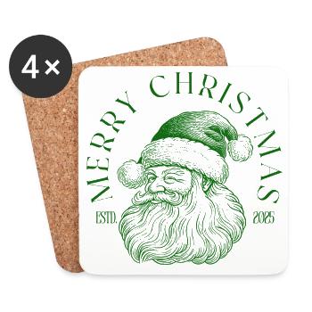 Green Santa Crest Christmas Logo - Coasters (set of 4) - white - Front
