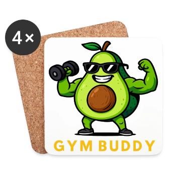 Fitness Avocado Gym Buddy Krafttraining Cartoon - Untersetzer (4er-Set) - Weiß - Vorne