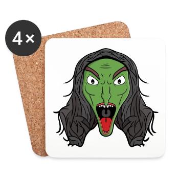 Grognement de la sorcière verte - Dessous de verre (lot de 4) - blanc - Devant