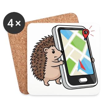 Lustig Igel Smartphone GPS Stadtplaner Geocaching - Untersetzer (4er-Set) - Weiß - Vorne
