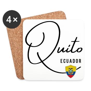 Design élégant Quito, souvenir Quito - Dessous de verre (lot de 4) - blanc - Devant