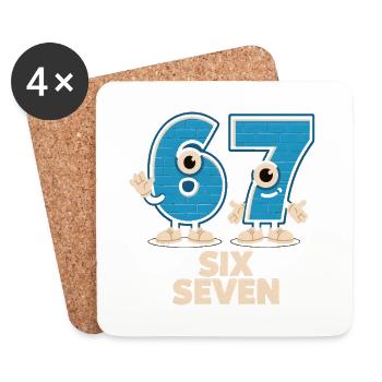6 7 Sechs Sieben Meme – Aura Points Kids Gaming - Untersetzer (4er-Set) - Weiß - Vorne