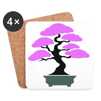Pink Canopy Bonsai Silhouette - Coasters (set of 4) - white - Front