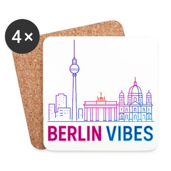 Berlin Vibes Neon Skyline Silhouette Stadt  - Untersetzer (4er-Set) - Weiß - Vorne