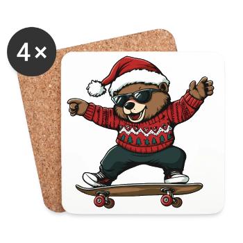 Bear Christmas Funny - Coasters (set of 4) - white - Front