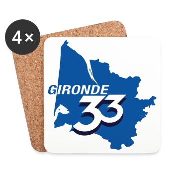Carte Gironde 33 en Bleu - Dessous de verre (lot de 4) - blanc - Devant