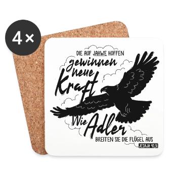 Jesaja 40 31 - Wie Adler Lettering - Untersetzer (4er-Set) - Weiß - Vorne