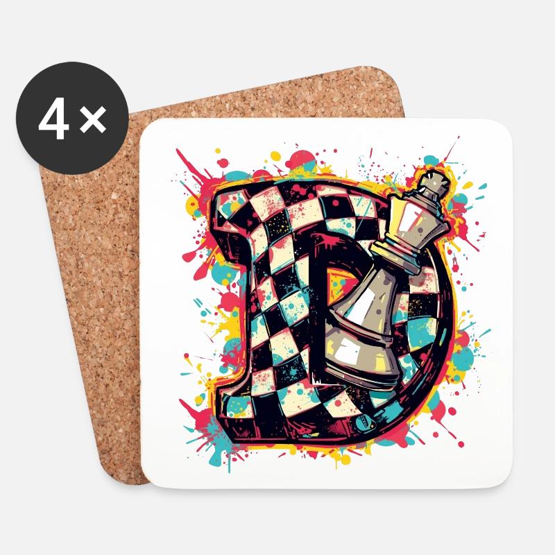 Lady Graffiti Color Explosion Chess Player - Coasters (set of 4) - white