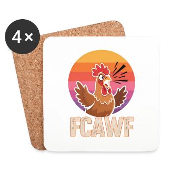 Funny Chicken F-CAW-F Saying Farm Gift - Coasters (set of 4) - white - Front