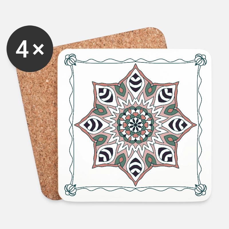 Mandala der Ruhe - Untersetzer (4er-Set) - Weiß