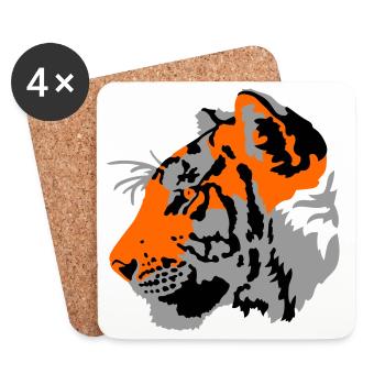 Tigre - Dessous de verre (lot de 4) - blanc - Devant