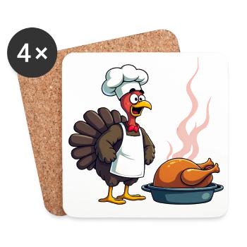 Thanksgiving Truthahn Koch - Untersetzer (4er-Set) - Weiß - Vorne