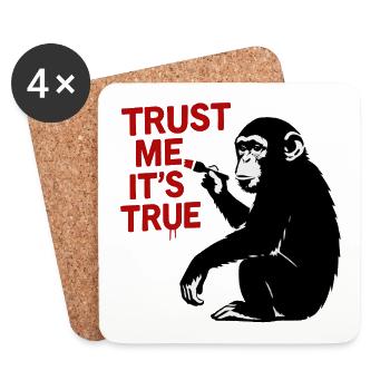 Croyez-moi, c’est vrai – l’art du singe - Dessous de verre (lot de 4) - blanc - Devant