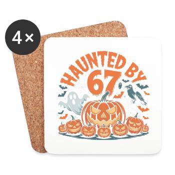 Haunted by 6 7- Funny Halloween T-Shirt - Coasters (set of 4) - white - Front