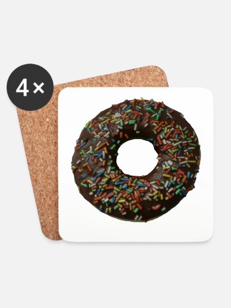 Chocolate donut with colorful sprinkles - Coasters (set of 4) - white