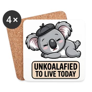 Unkoalafied - Lustiger Koala T-Shirt - Untersetzer (4er-Set) - Weiß - Vorne
