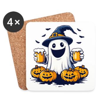 Halloween Geist Gespenst Bier Alkohol Lustig - Untersetzer (4er-Set) - Weiß - Vorne