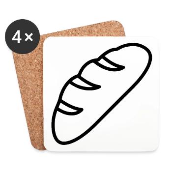Brot Skizze – minimalistisches Backmotiv Design - Untersetzer (4er-Set) - Weiß - Vorne