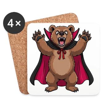 Cute Halloween Vampire Bear Cartoon Monster - Coasters (set of 4) - white - Front