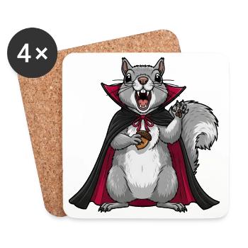 Cute Halloween Vampire Squirrel Cartoon - Coasters (set of 4) - white - Front