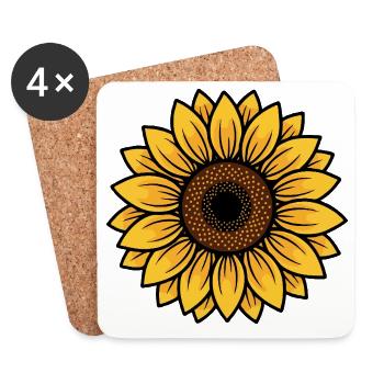 Sonnenblume Radiant Center Motiv - Untersetzer (4er-Set) - Weiß - Vorne