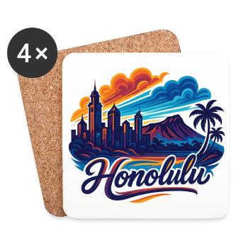 Honolulu Waikiki Hauptstadt Hawaii Aloha Geschenk - Untersetzer (4er-Set) - Weiß - Vorne