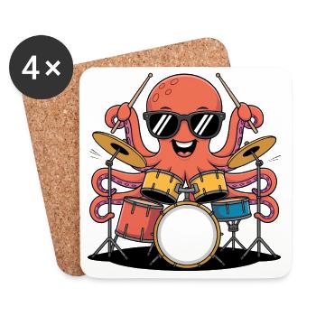 Batteur Octopus Band Groove - Dessous de verre (lot de 4) - blanc - Devant