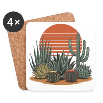 Boho Nature Cacti - Coasters (set of 4) - white - Front