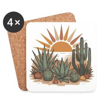 Boho Nature Cacti - Coasters (set of 4) - white - Front
