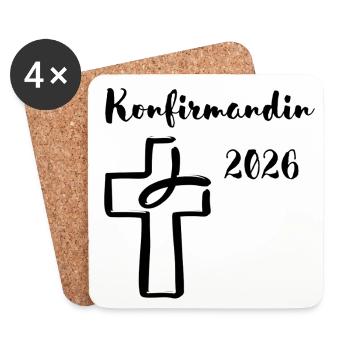Confirmation 2026 Confirmation Cross and Fish - Coasters (set of 4) - white - Front