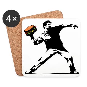 Hamburger Pop Art Burst - Dessous de verre (lot de 4) - blanc - Devant