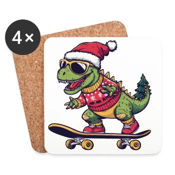 Dinosaurier stegosaurus Weihnachten Lustig - Untersetzer (4er-Set) - Weiß - Vorne