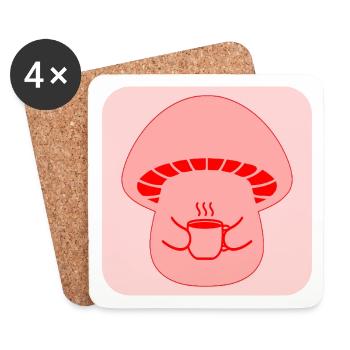 COFFEE MUG MUSHROOMS - Coasters (set of 4) - white - Front