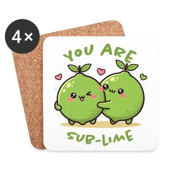 You Are Sub-Lime – Herzliche Limettenfreunde - Untersetzer (4er-Set) - Weiß - Vorne