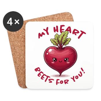 Message d’amour du cœur - Dessous de verre (lot de 4) - blanc - Devant