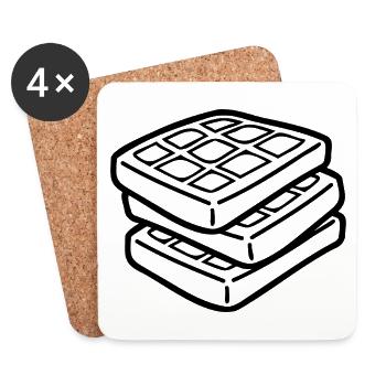 Waffle Sketch – Cute Minimalist Food Motif - Coasters (set of 4) - white - Front