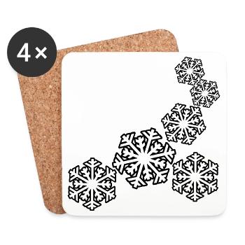 Flocons - Dessous de verre (lot de 4) - blanc - Devant