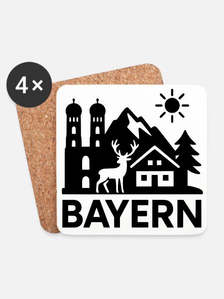 bayern wahrzeichen bundesland - Untersetzer (4er-Set) - Weiß