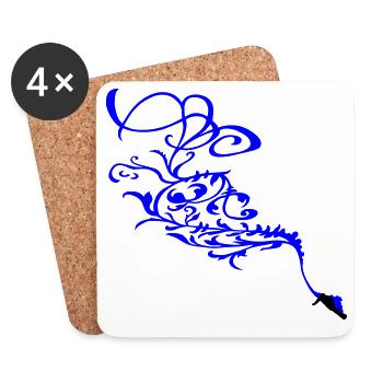 Ornement de snowboard - Dessous de verre (lot de 4) - blanc - Devant