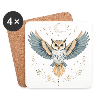 Boho Eule - Untersetzer (4er-Set) - Weiß - Vorne