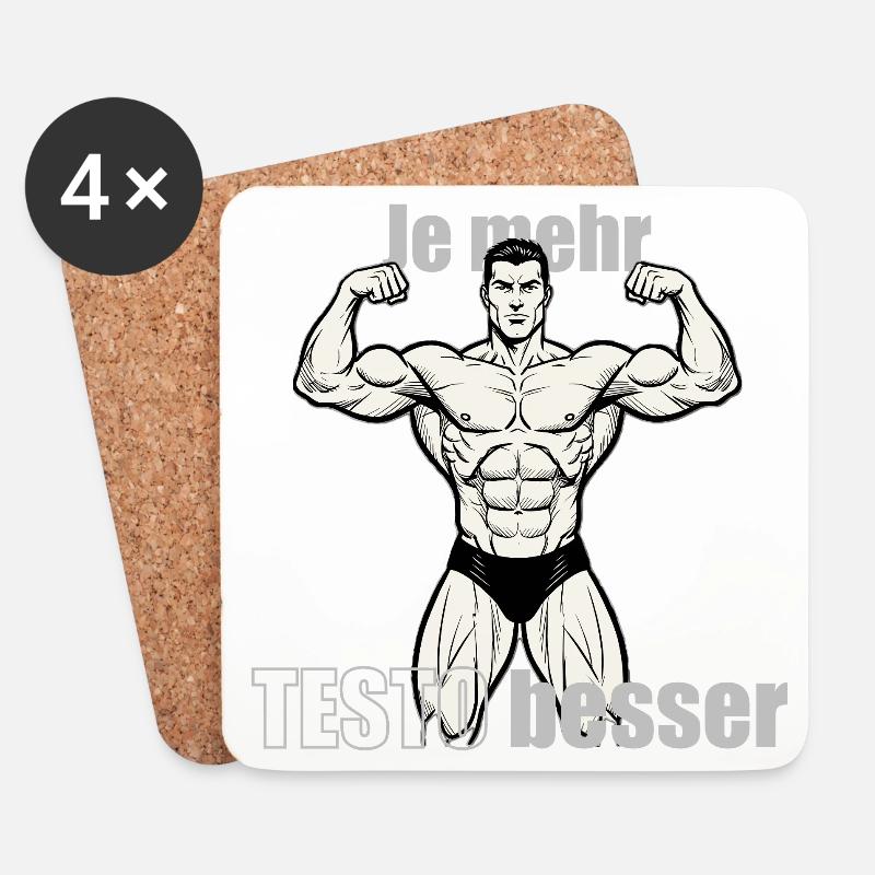 Muskelheld Kraftpose Druckdesign - Untersetzer (4er-Set) - Weiß