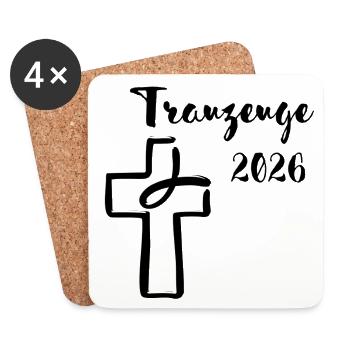 Trauzeuge 2026 Hochzeit christlich Kreuz Fisch - Untersetzer (4er-Set) - Weiß - Vorne