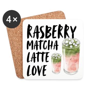 Rasberry Matcha Latte Love Matcha Lover Saying - Coasters (set of 4) - white - Front