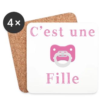 Birth - it's a girl - Coasters (set of 4) - white - Front